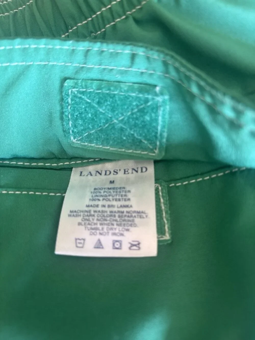 Lands' End Mens Size M Reversible Swim Trunks Green Yellow Floral Pockets